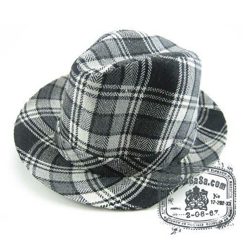 Man Cowboy Style Black / Grey Multi Col Fedora Hat