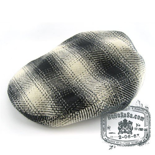 Man Woman Newsboy Style Black / Beige Multi Col Beret Hat