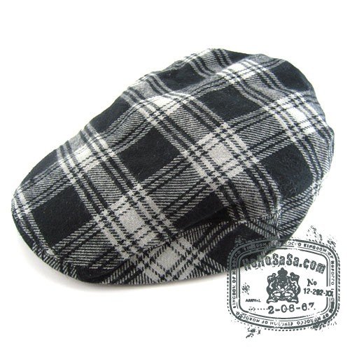 Man Woman Newsboy Style Black / White Multi Col Beret Hat