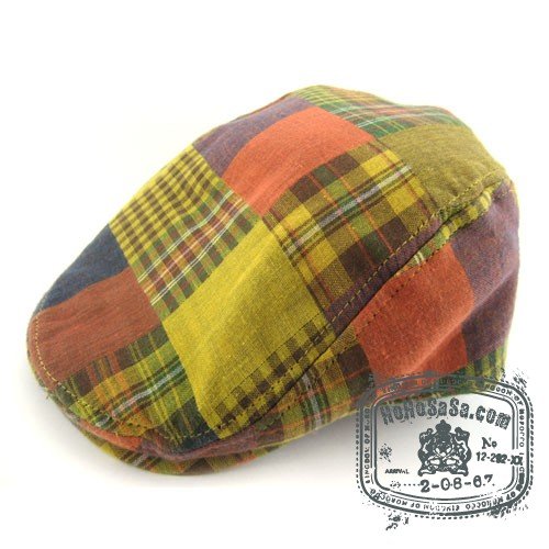 Man Woman Newsboy Style Yellow / Red Pattern Multi Col Beret Hat