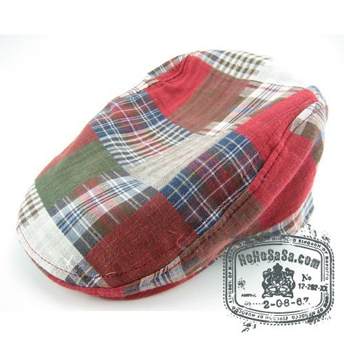 Man Woman Newsboy Style Red / White Pattern Multi Col Beret Hat