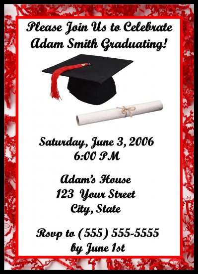 20 Personalized Graduation Party Invitations~Custom made to your school colors