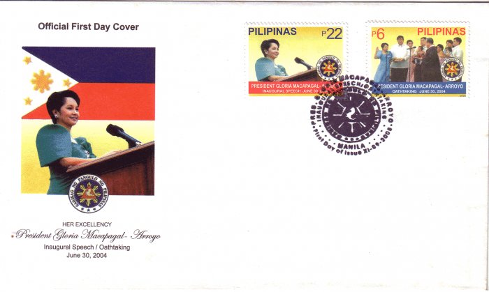 Philippines Pres. Gloria Arroyo Inaugural Speech and Oath-taking 2v FDC