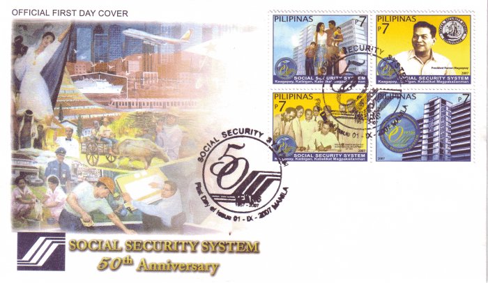 Philippines Social Security System 50th Anniversary 4v FDC