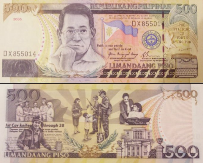 Philippines Five Hundred 500 Pesos Banknote