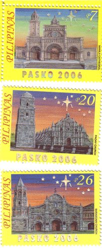 Philippines Christmas Stamp Pasko 2006 3v Hollographic Lettering