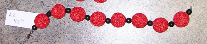 A2-Red and Black Oriental Beaded Bracelet