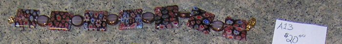 A13 - Bracelet - Millefiori Glass Rainbow Beads