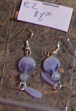E2 - Lavender Swirl Glass Teardrop Beaded Earrings