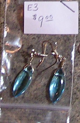 E3 -Marquis Aqua Glass Beaded Earrings