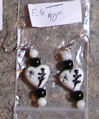 E6- Handblown Glass Heart Beaded Earrings