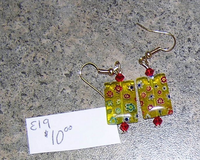 E19 - Earrings - Yellow millefiori