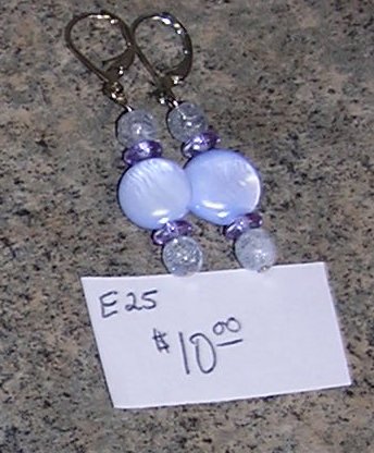E25- Earrings -Pink/Purple Beaded Drops