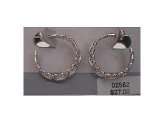 .925 STERLING SILVER FILIGREE HOOP EARRING (ser-8)