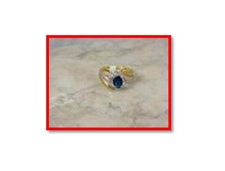 Ssapphire zircon & swarovski crystal Ring, sz 10 (fr-31)