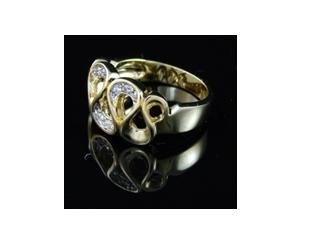 SWAROVSKI CRYSTAL RIBBON 14K YGP ring, size 7 (fr-30)