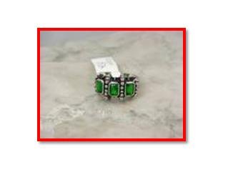 EMERALD RUSSIAN ZIRCON RHODIUM RING, size 7 (fr-28)