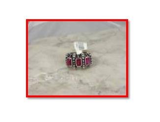 RUBY RUSSIAN ZIRCON RHODIUM RING, size 7 (fr-27)