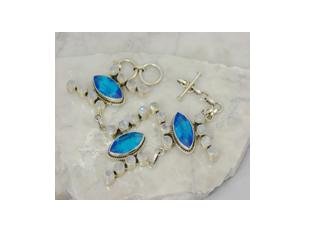 Topaz & opalite .925 solver bracelet, 7.5-8"