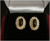 14KT GP Genuine black onyx earrings