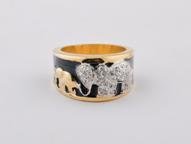 14K HGE 4ct royal elephant diamond simulated ring, size 8 (fr-16)