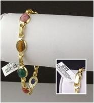 Classic 14KT GP carved genuine scarab link bracelet