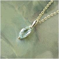 1CT marquis-cut blue topaz 14kt HGE pendant with 14k GEP chain