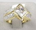 14KT HGE 6ct unique talented diamond simulated ring, size 6 (fr-13)