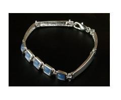 Stering silver plated blue quartz link bracelet