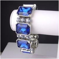 Stunning sapphire simulated CZ 8" stretch plus bracelet