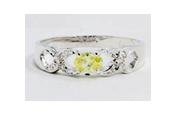 14K HWGE 4ct joyful peridot diamond simulated ring, size 7 (fr-10)