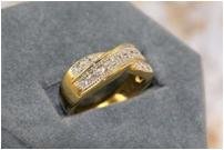 14K GP 1CT TW Smooth Ribbon Diamond Simulated Ring, size 7 (fr-8)