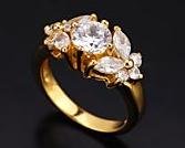 18K GP Brilliant & Marquise Cut CZ Ring, Size 7 (fr-3)