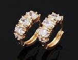 18K GP Huggie Brilliant CZ Simulated Diamonds Earrings