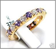 Lady's purple sapphire & diamond 10kt yellow gold ring, size 8 (gr-6)