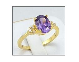 Gorgeous tanzanite & diamond 10k yellow gold ring, size 8 (gr-1)
