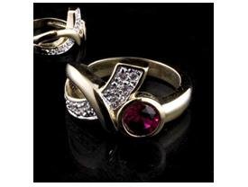 14KT HGE 4CT Reflection Ruby Diamond Simulated Ring, Size 6 (fr-1)