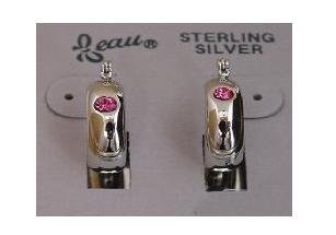 Pink Austrian Crystal Sterling Silver Beau Earrings (ser-1)