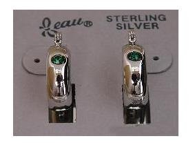 Simulated Emerald Crystal Sterling Silver Beau Earrings (ser-2)