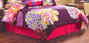 7PC RETRO Flower Power Hot Pink FULL Comforter Set CS7463FU7