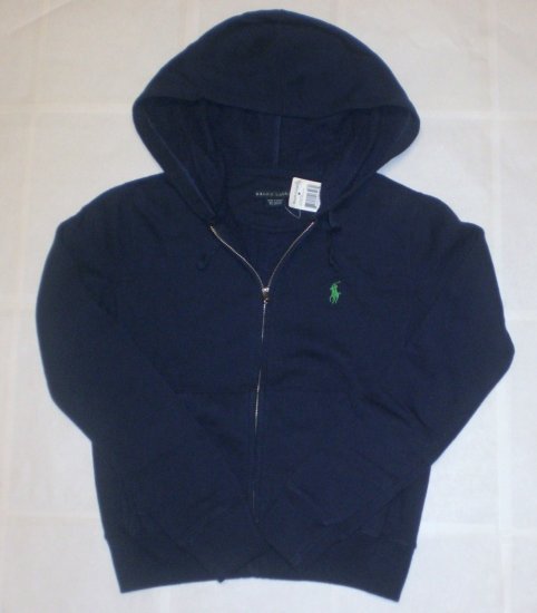 NEW RALPH LAUREN WOMENS HOODIE ZIP SWEATER XS NWT NAVY BLUE FREE SHIP