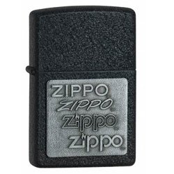 ZIPPO 363 PEWTER EMBLEM BLACK CRACKLE LIGHTER
