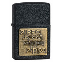 ZIPPO 362 BRASS EMBLEM BLACK CRACKLE LIGHTER