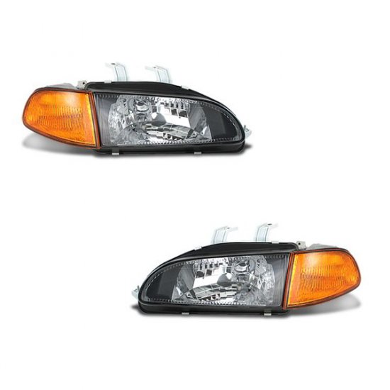 92-95 Honda Civic 2Dr / 3Dr, Projector Headlights (Black)