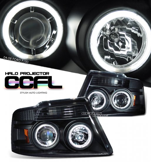 04-08 Ford F150, Projector Headlights, Black CCFL