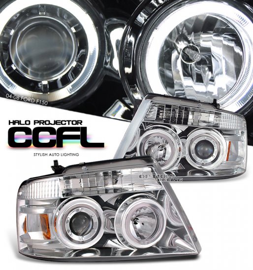04-08 Ford F150, Projector Headlights, Chrome CCFL