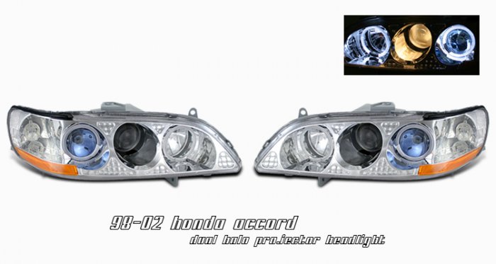98-02 Honda Accord, Projector Headlights (Chrome)