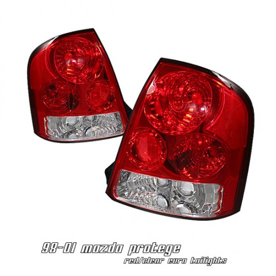 99-03 Mazda Protege, Euro Tail Lights, Red