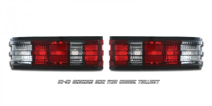 82-93 Mercedes C-Class (W201), Euro Tail Lights, Red Smoked