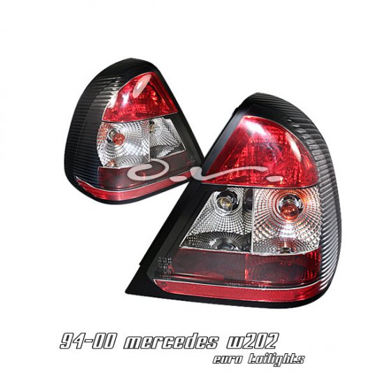 94-00 Mercedes C-Class (W202), Euro Tail Lights, Red